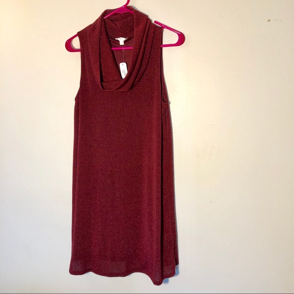 Maroon Sleeveless Dress (reddish & sparkle thread)